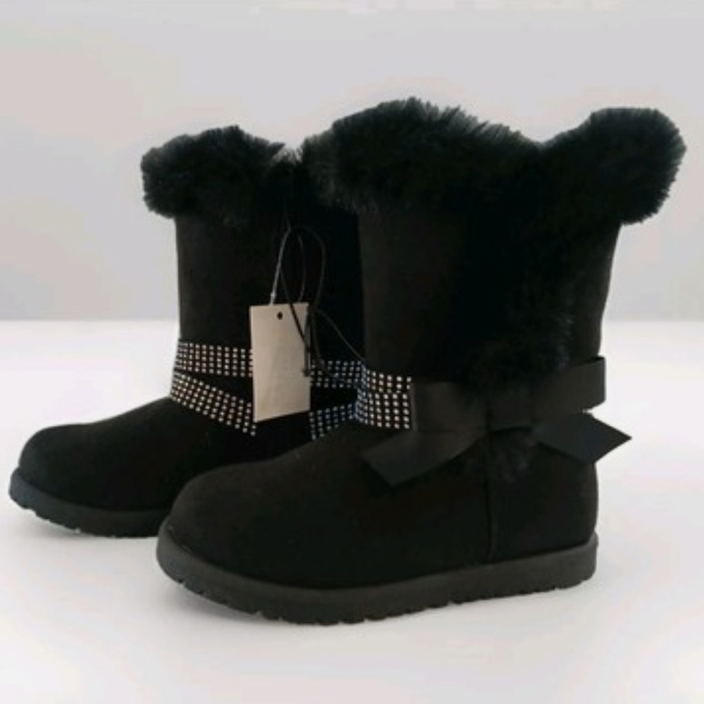 New Falls Creek Little Girls Boots Size 6 Black Bow